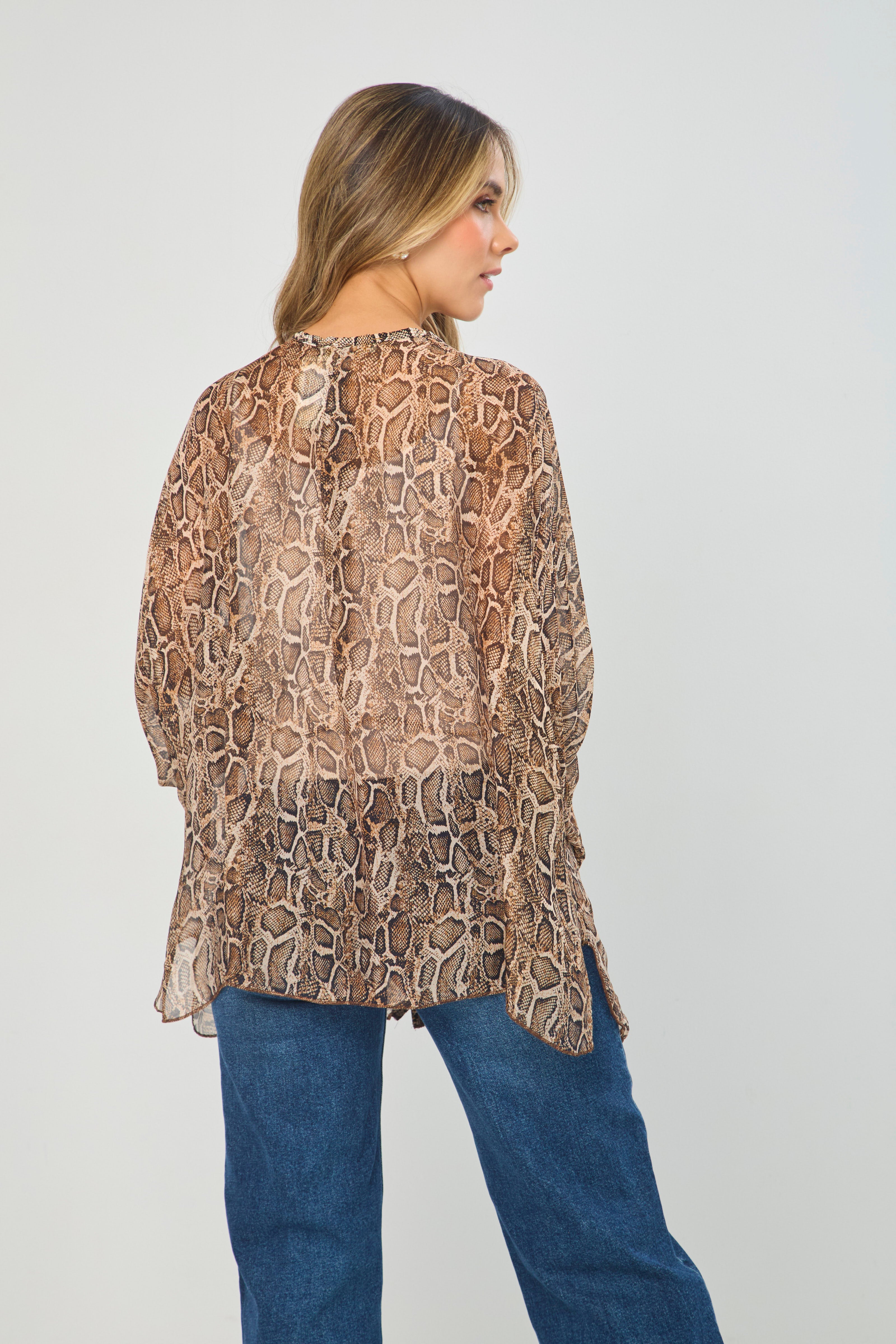 Blusa Seda Animal Print Serpiente  - SALE