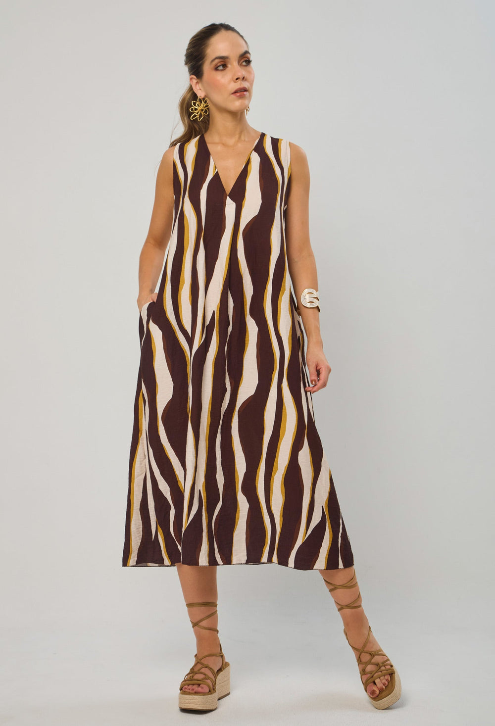 Vestido Largo Rayas Orgánicas - Outlet BYBLA Colombia