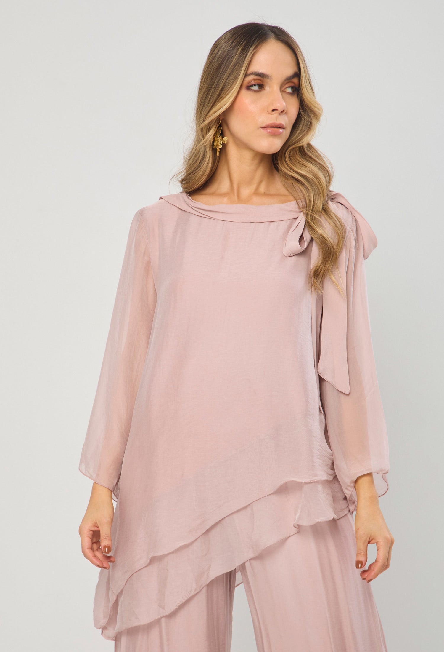 Blusa Seda Moño Larga - SALE