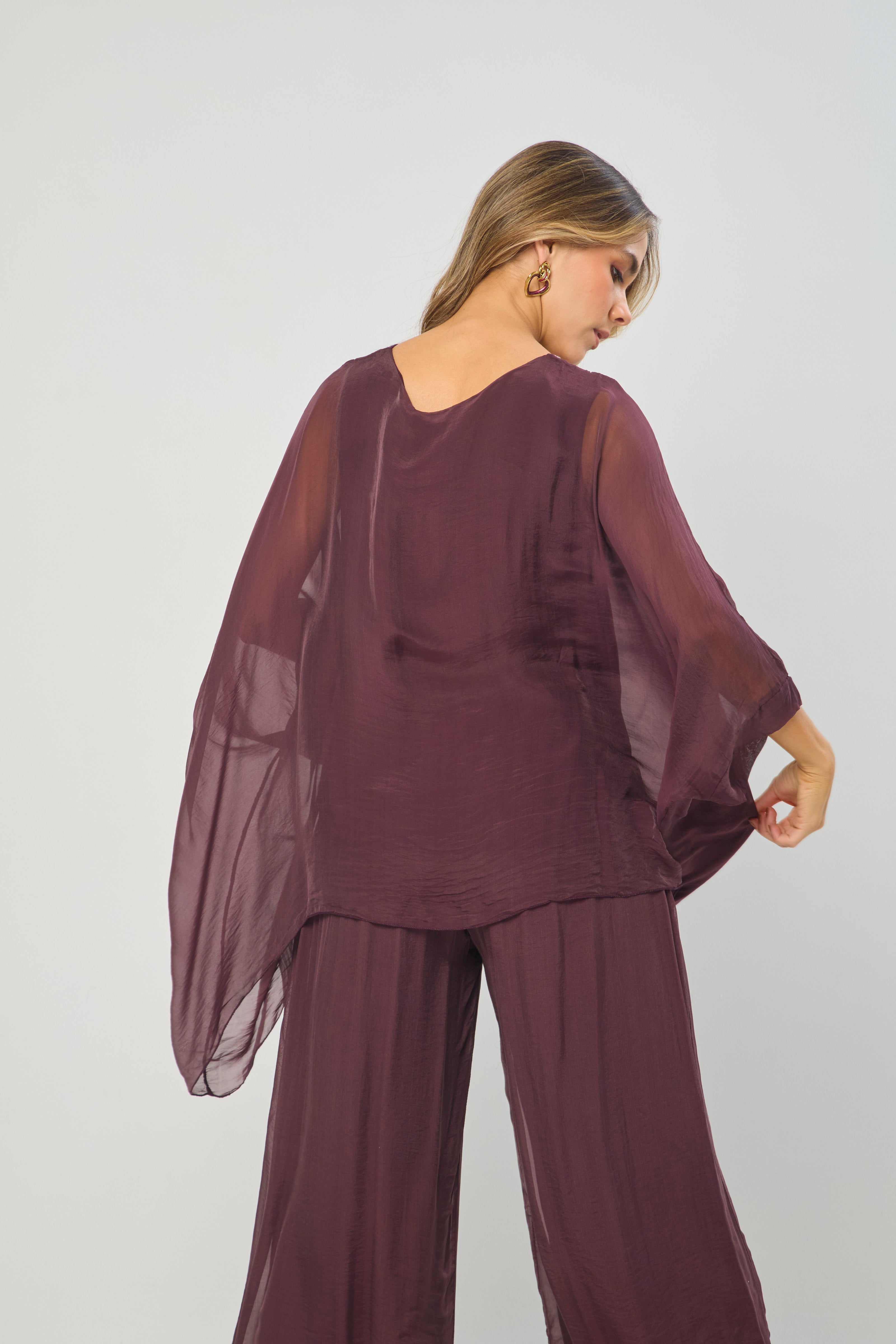 Blusa Seda V Lentejuelas