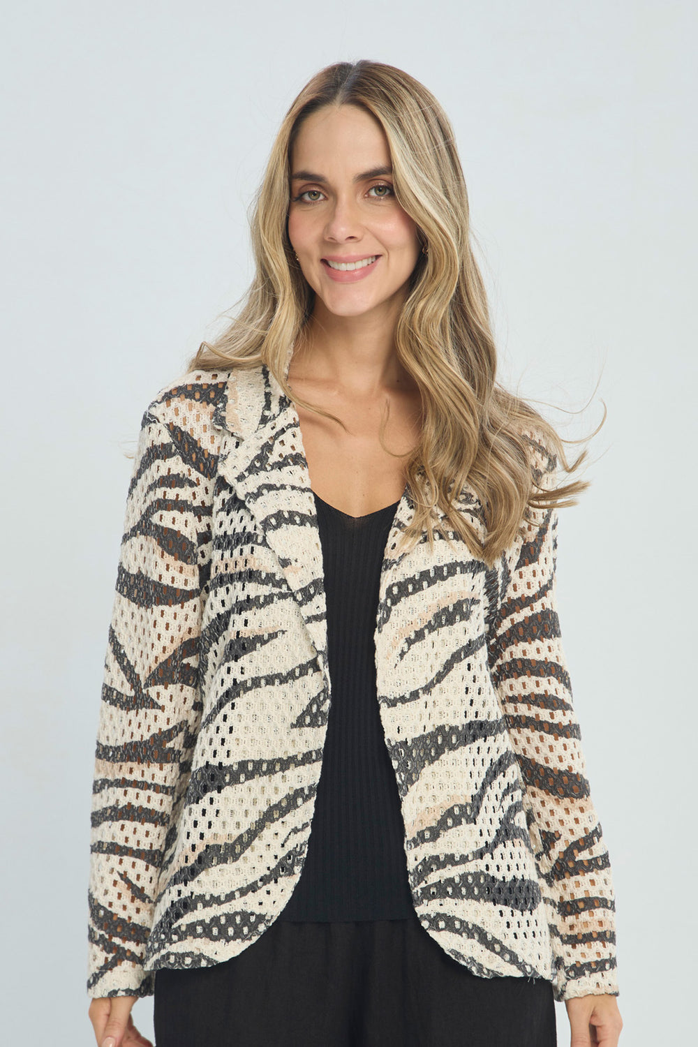 Chaqueta de Tweed Diseño Cebra - Outlet BYBLA Colombia