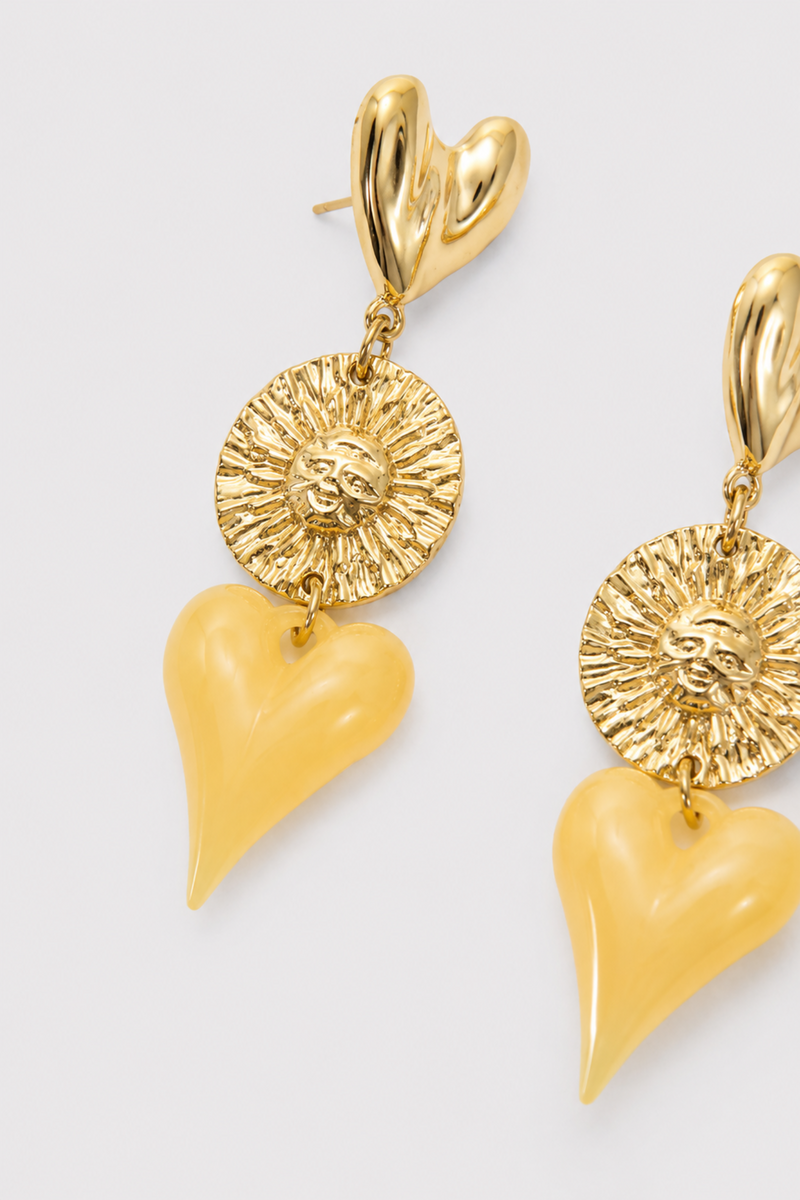 Aretes Corazón Sol