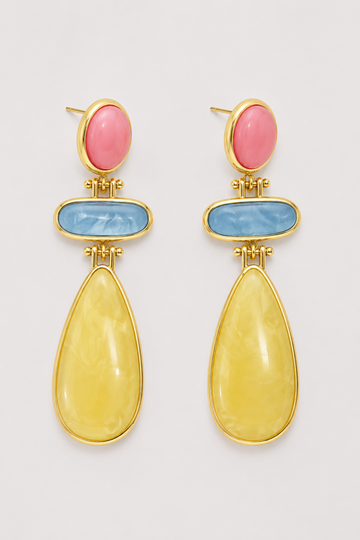 Aretes Tricolor Geométrico Gota
