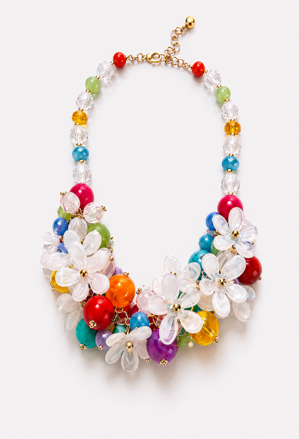 Collar Babero Flores Iridiscentes