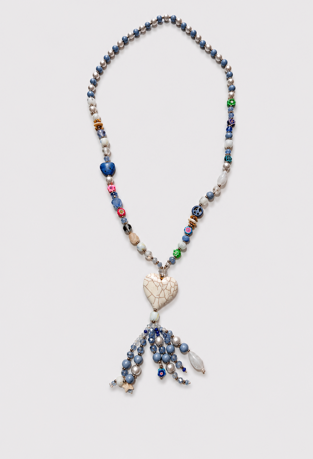 Collar Largo Corazón Craquelado