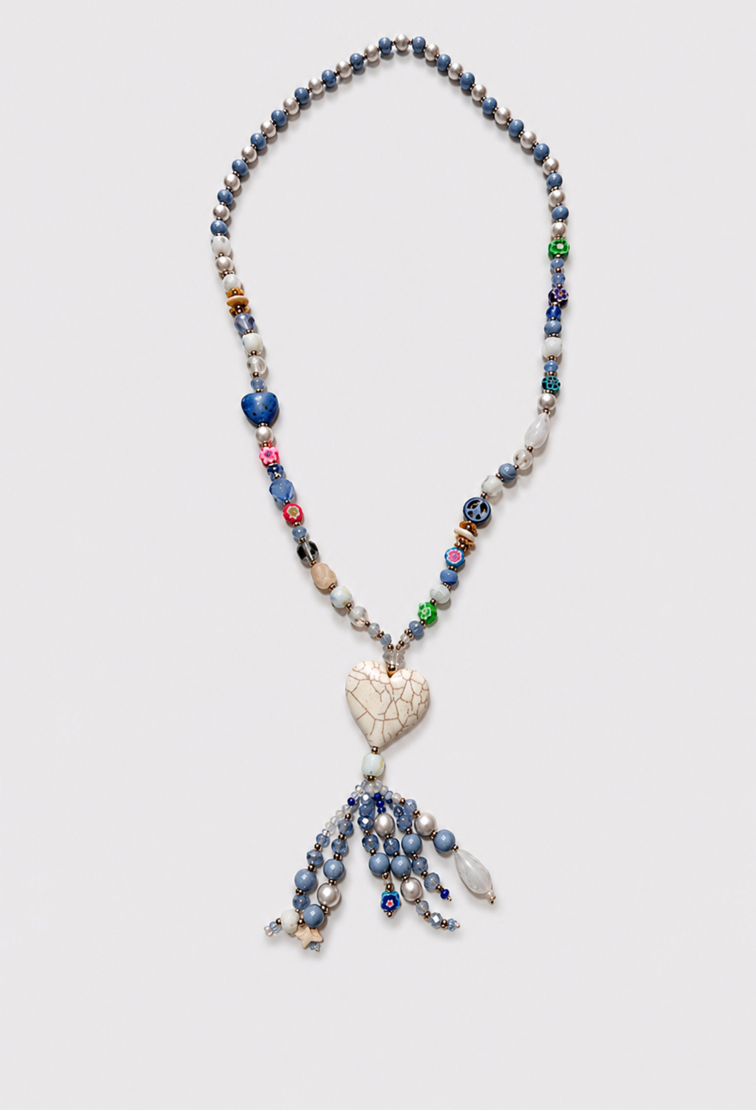 Collar Largo Corazón Craquelado