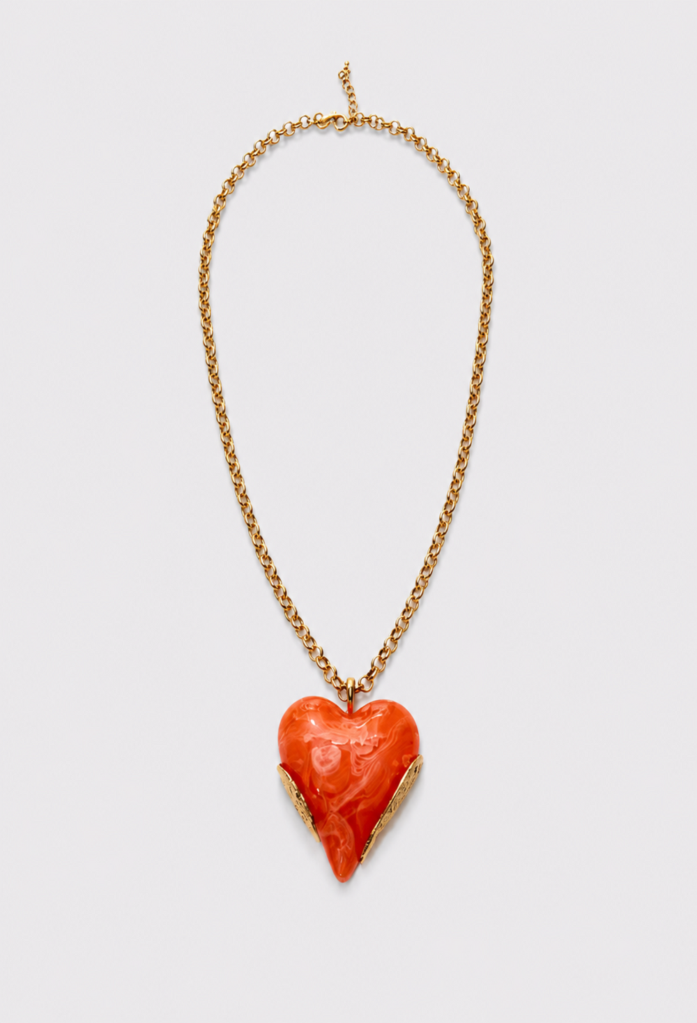 Collar Largo Corazón Naranja