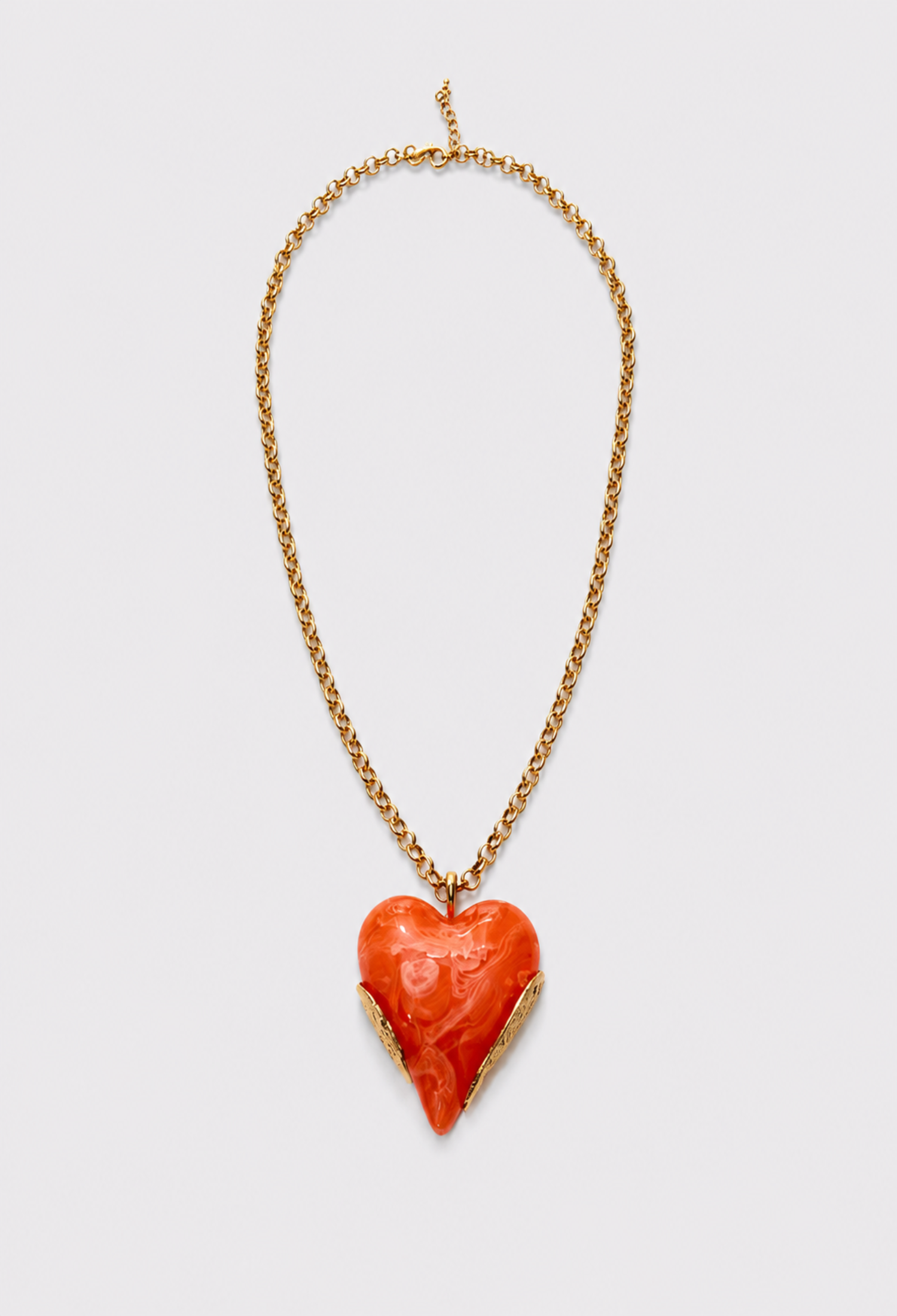 Collar Largo Corazón Naranja