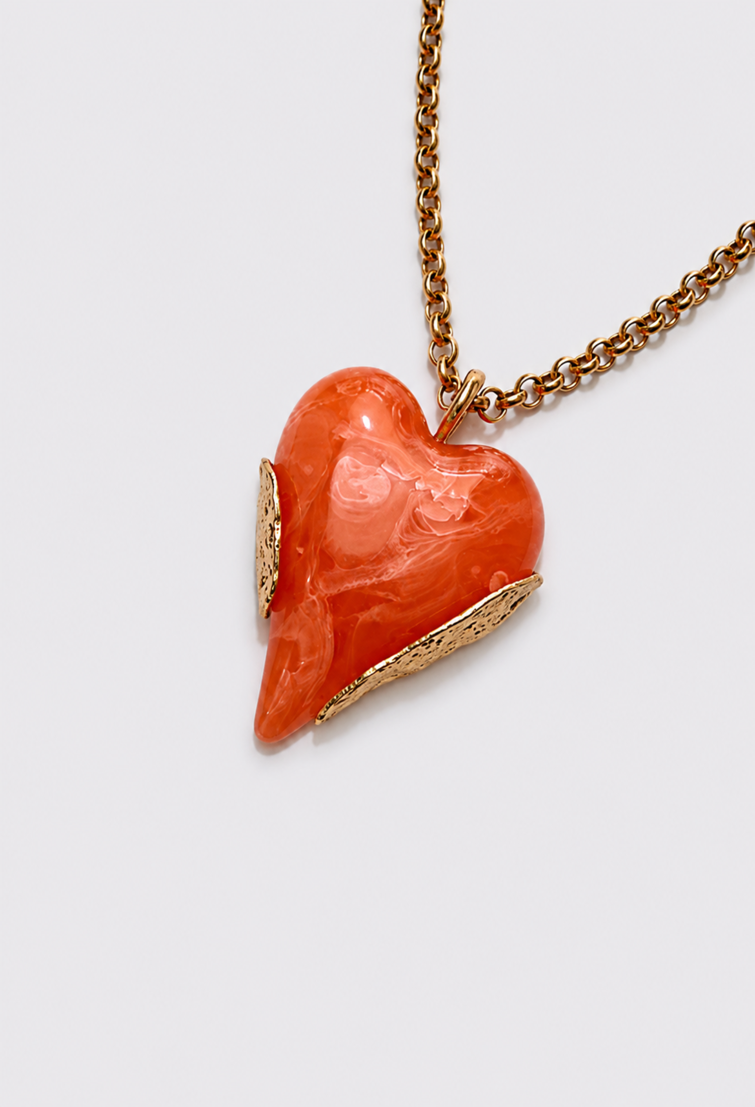 Collar Largo Corazón Naranja