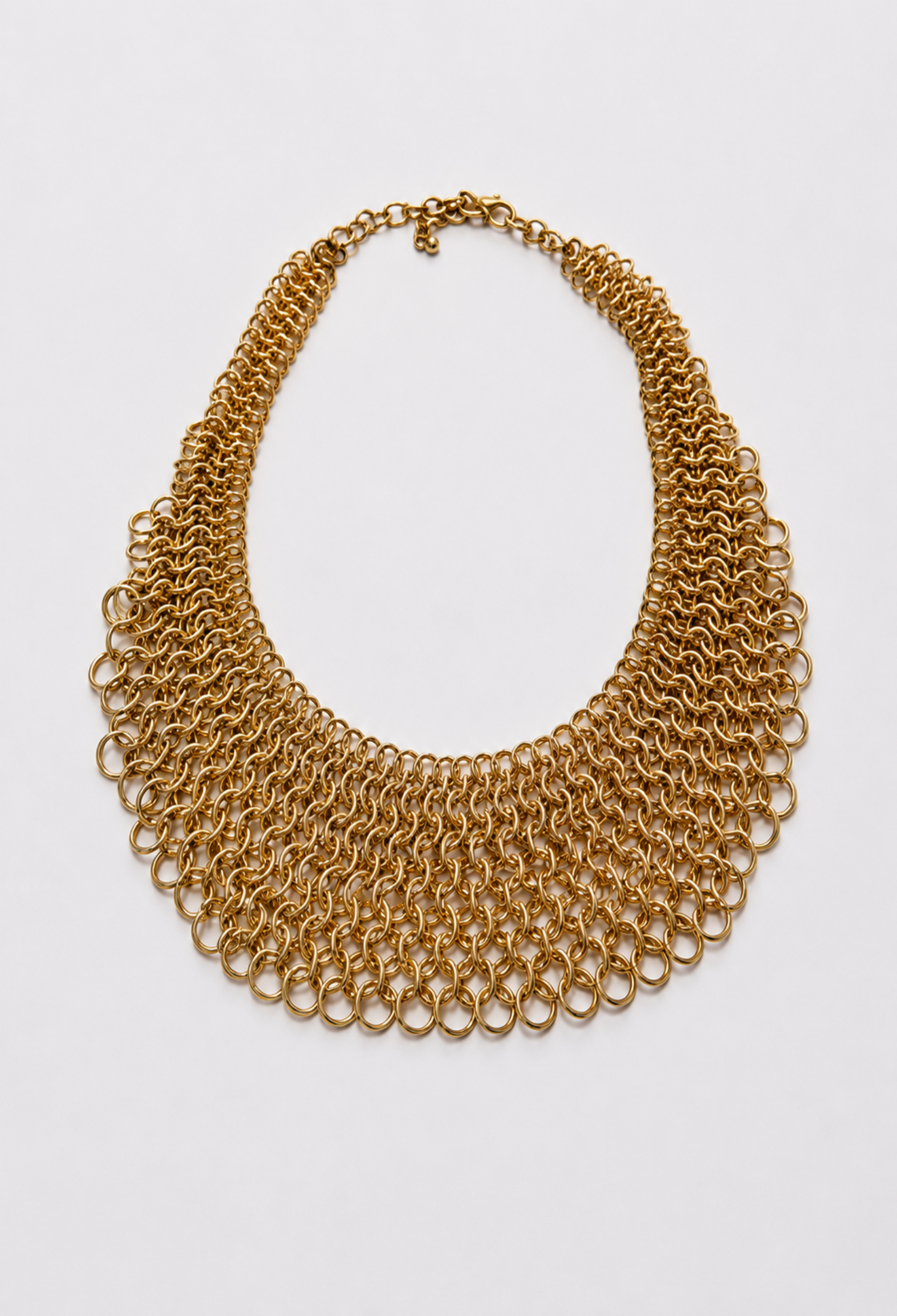 Collar Babero Malla Argollas Doradas