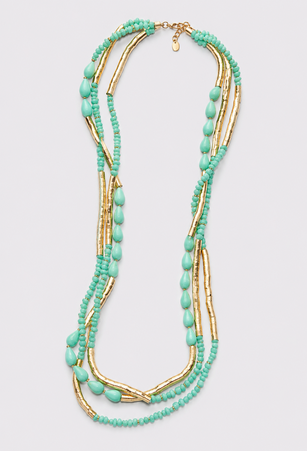 Collar Tres Hileras Verde Menta