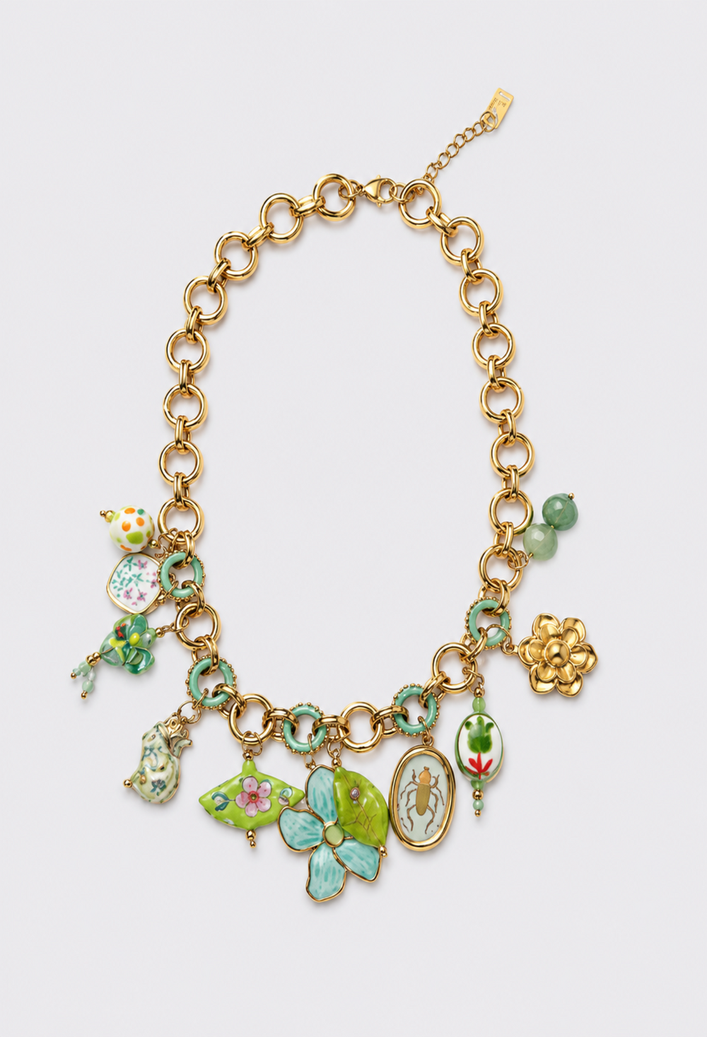 Collar Charms Verde Dorado
