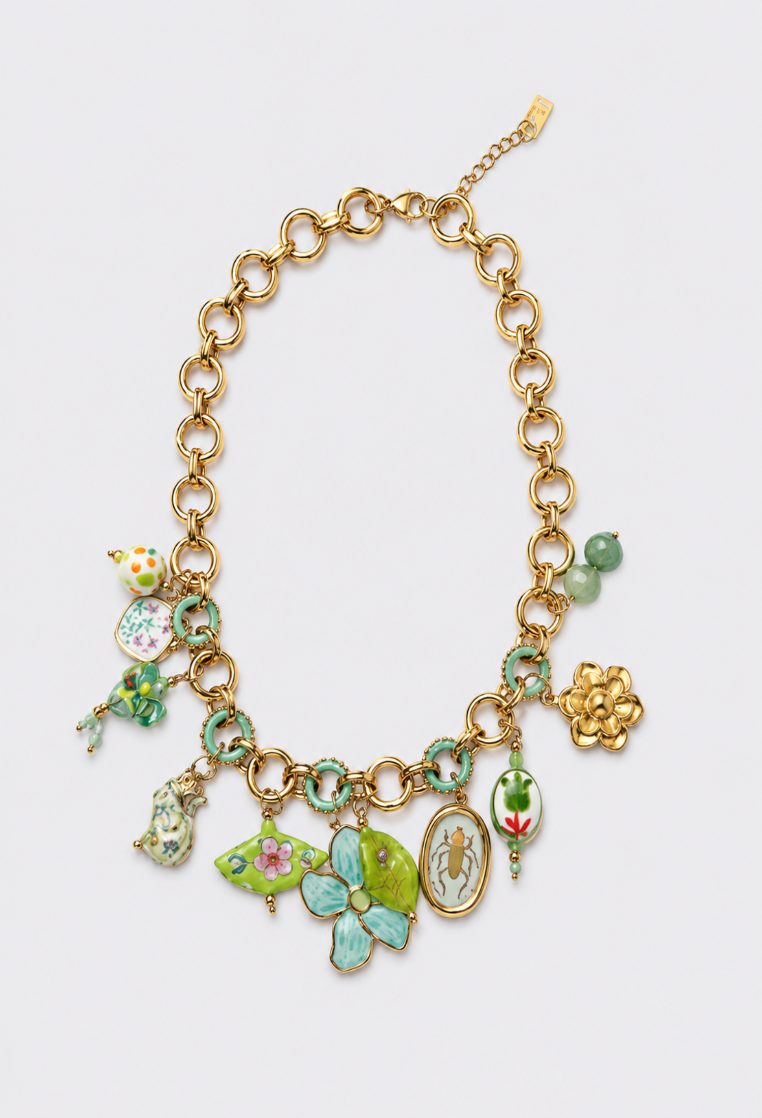 Collar Charms Verde Dorado