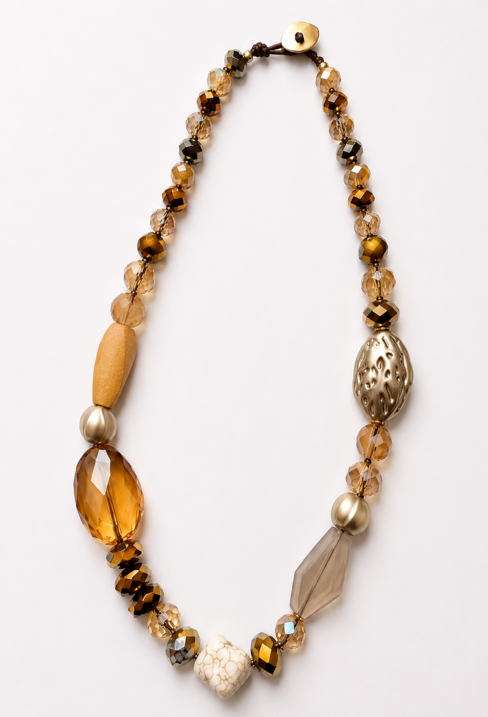 Collar Cuentas Ámbar Dorado Asimétrico