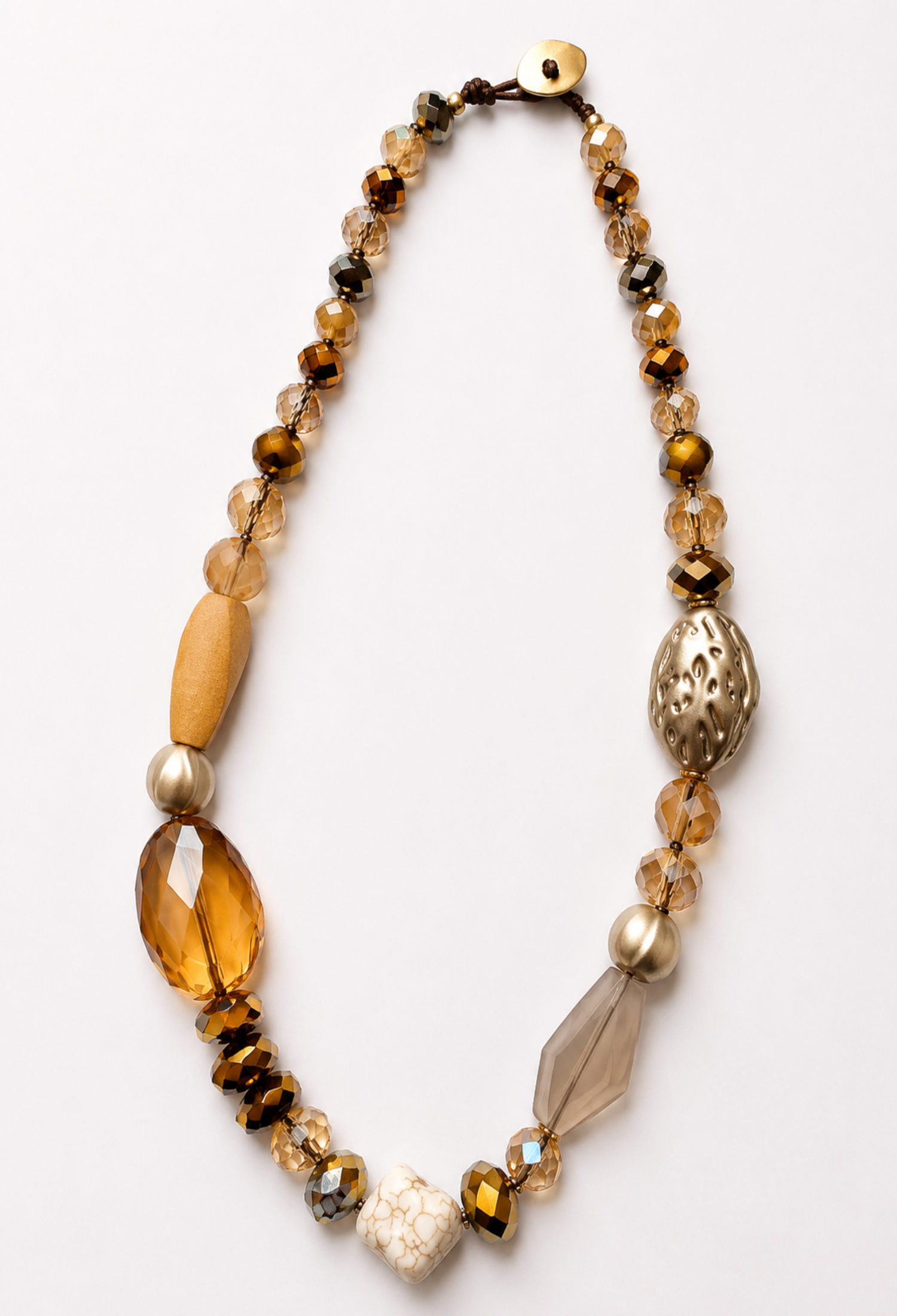 Collar Cuentas Ámbar Dorado Asimétrico