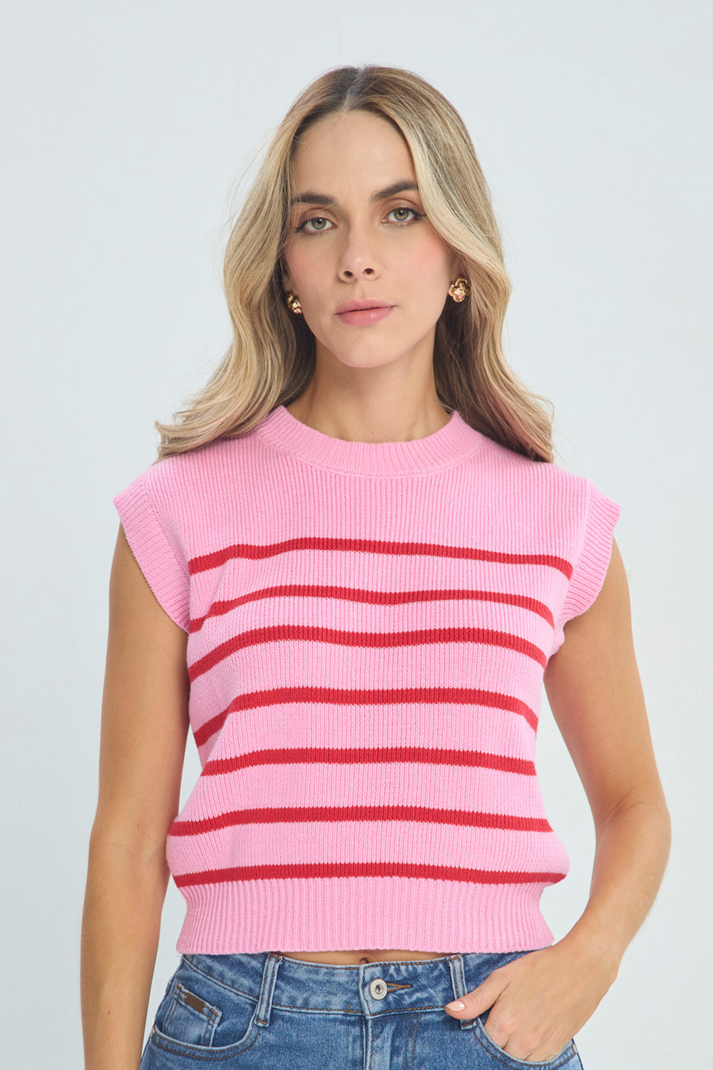 Top Punto Rosa Rayas Rojas - Outlet BYBLA Colombia