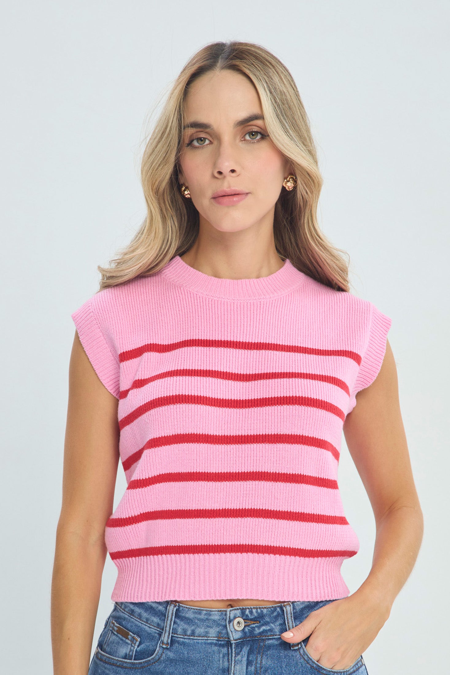 Top Punto Rosa Rayas Rojas - Outlet BYBLA Colombia