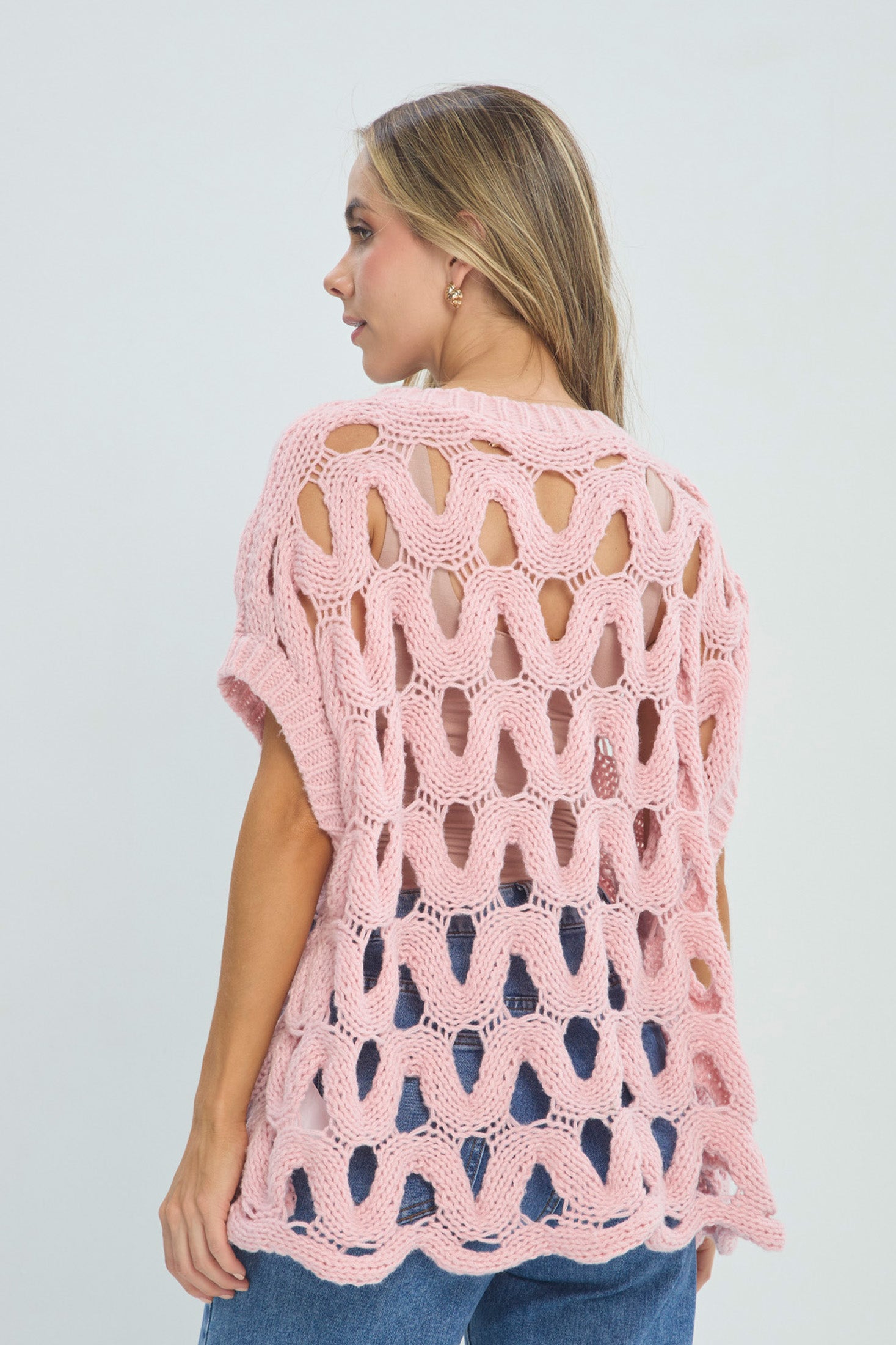 Top Tejido Calado Rosado vista 3 - Outlet BYBLA Colombia