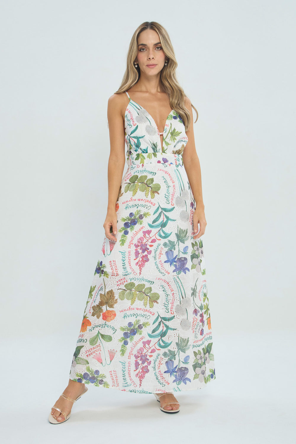 Vestido Largo Estampado Botánico - Outlet BYBLA Colombia