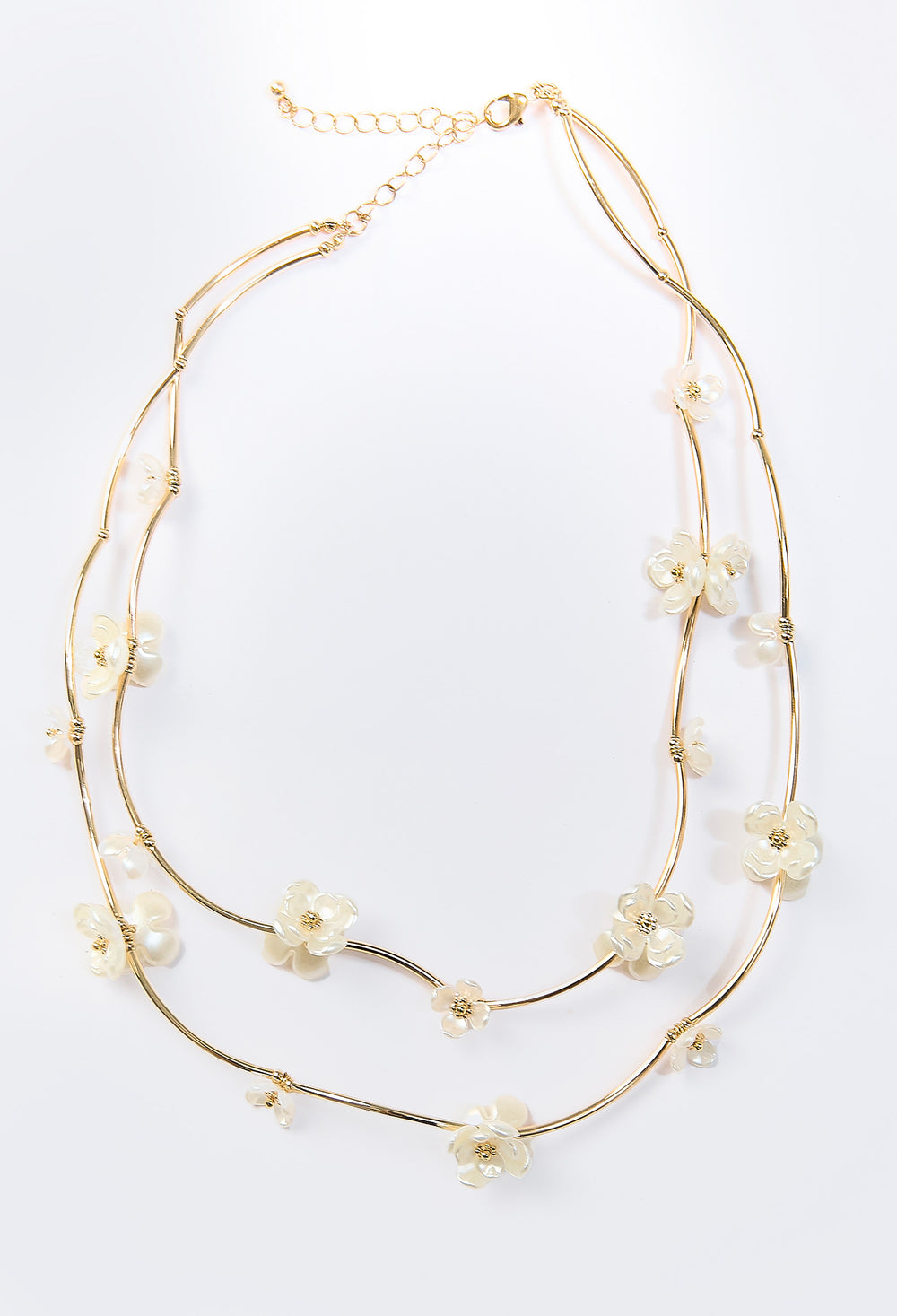 Collar Flor en Capas Perlado
