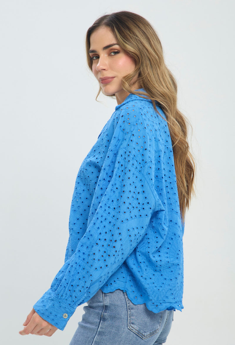 Camisa Calada Festoneada azul BYBLA Colombia - vista 2