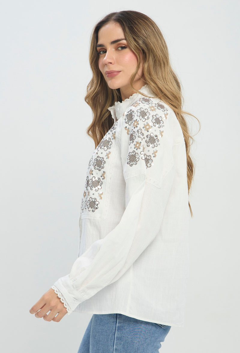 Blusa Bordado Calado blanco BYBLA Colombia - vista 2