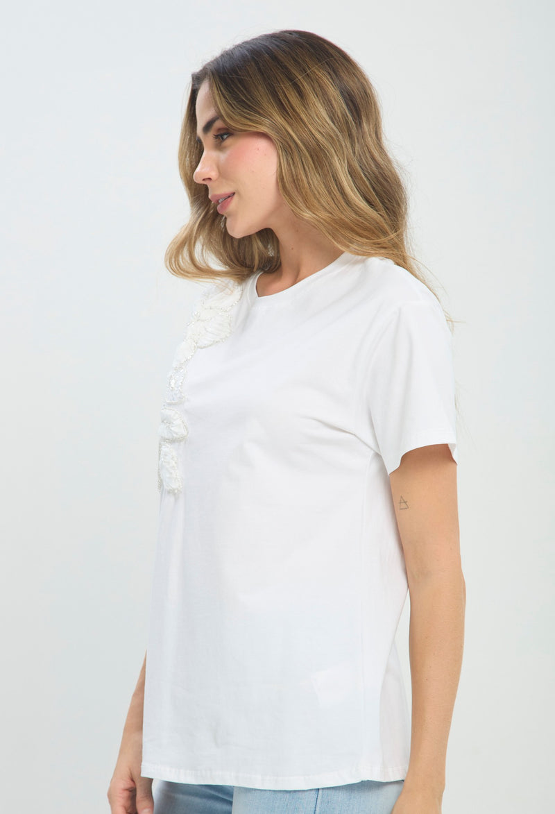 Camiseta Aplique Bordado blanco BYBLA Colombia - vista 2
