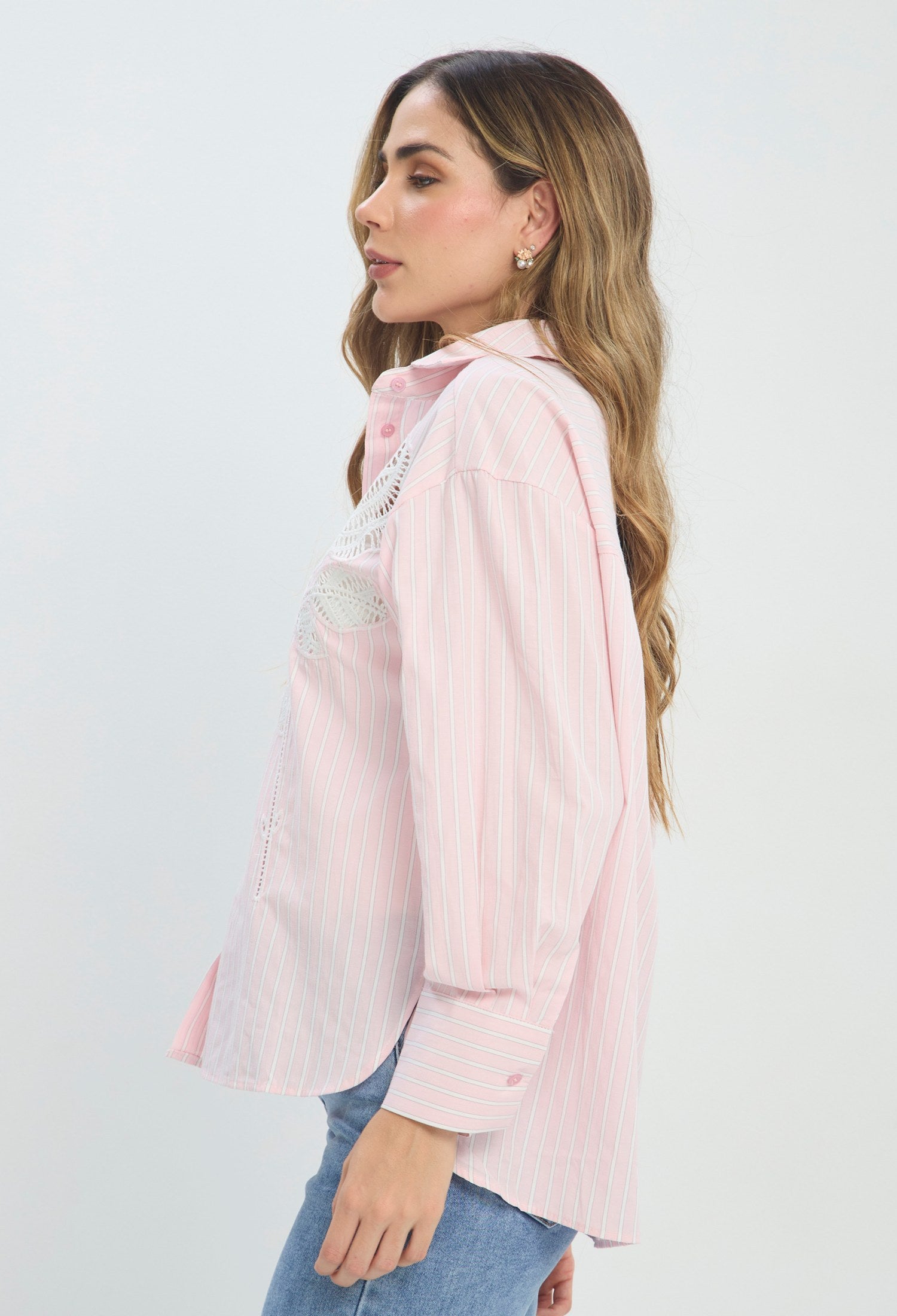 Camisa Bordado Floral Rosa rosa BYBLA Colombia - vista 2