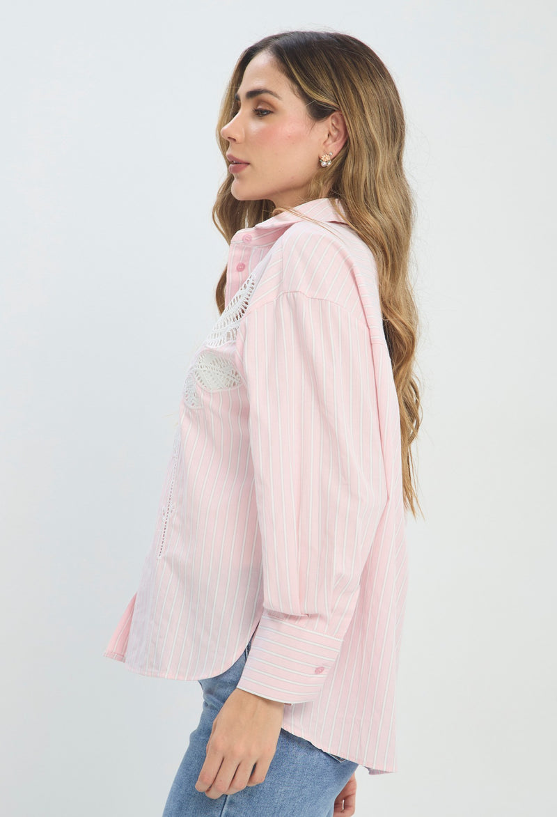 Camisa Bordado Floral Rosa rosa BYBLA Colombia - vista 2