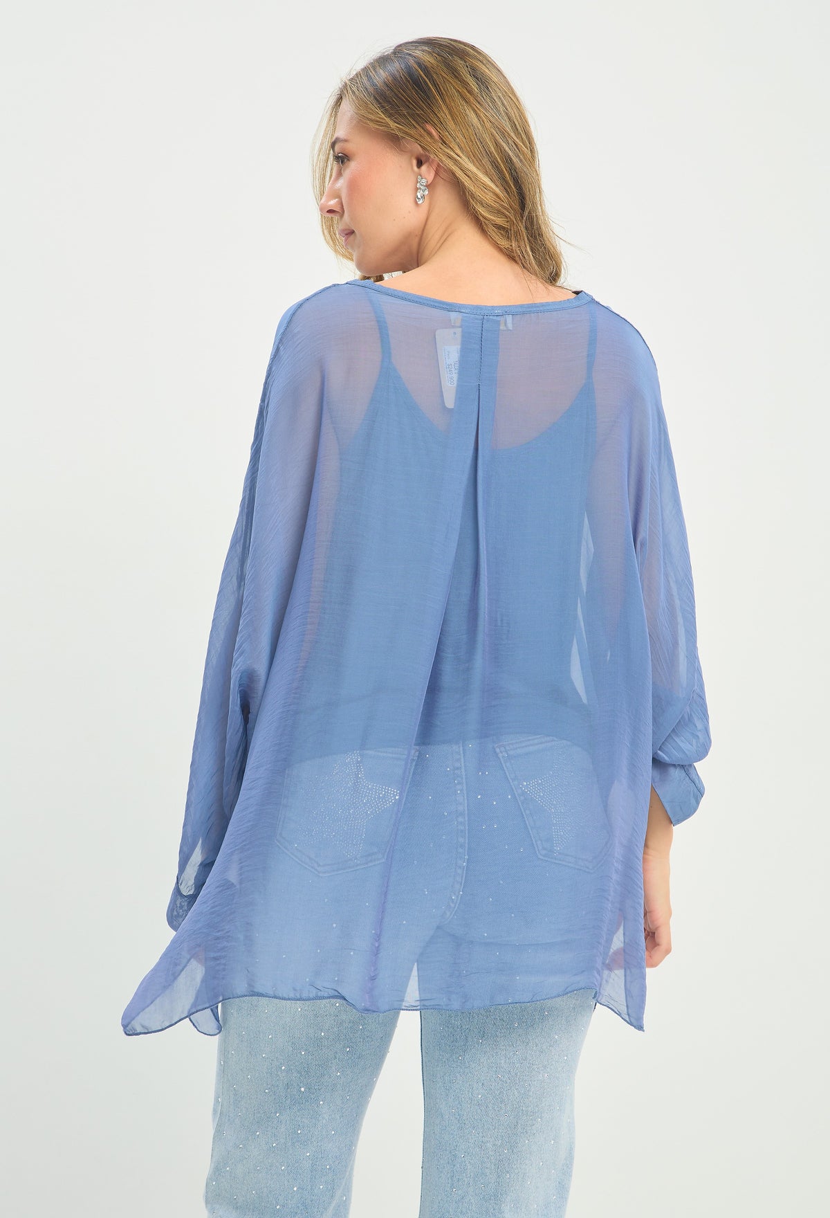 Blusa Seda Botones Azul Índigo BYBLA - vista 5
