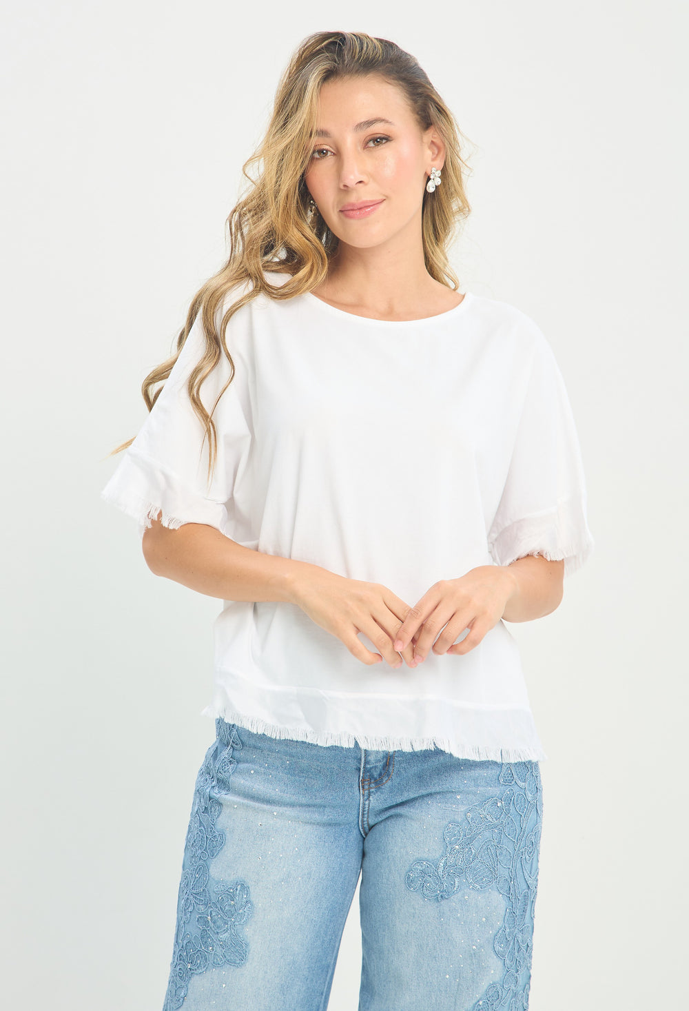 Blusa Botones en la Espalda Blanca BYBLA
