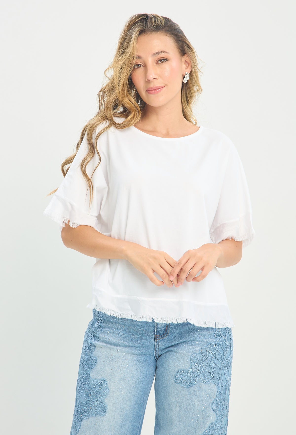 Blusa Botones en la Espalda Blanca BYBLA