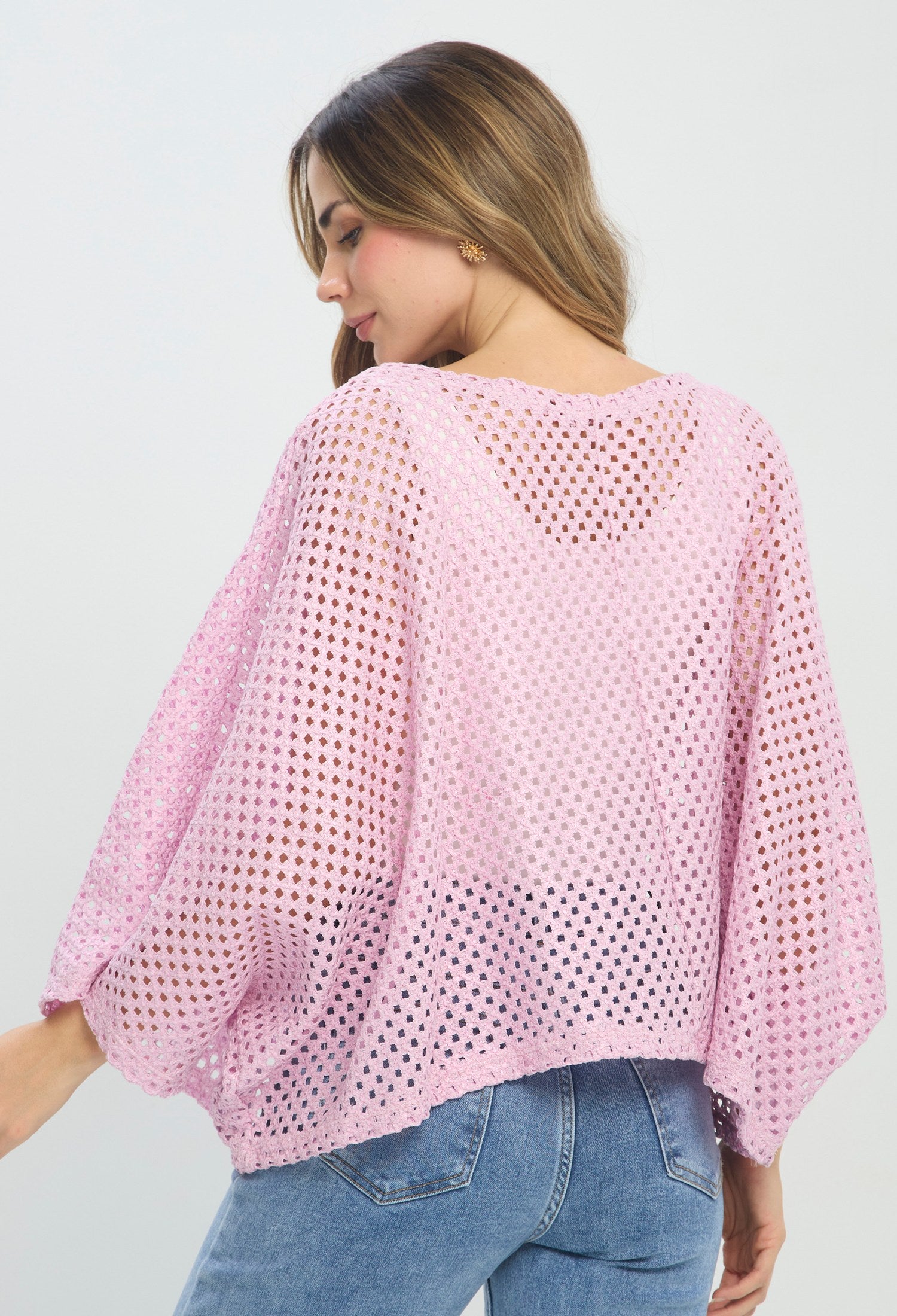 Blusa Crochet Manga Globo rosa BYBLA Colombia - vista 3