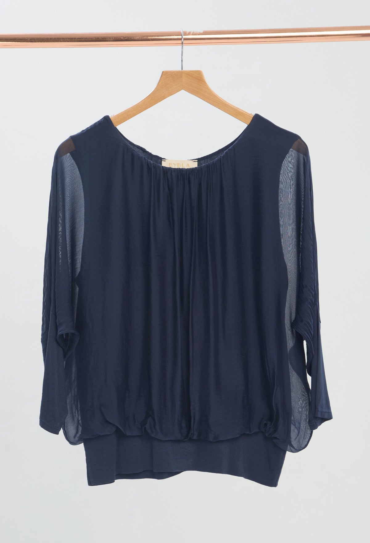 Blusa Drapeada Manga Caída Azules
