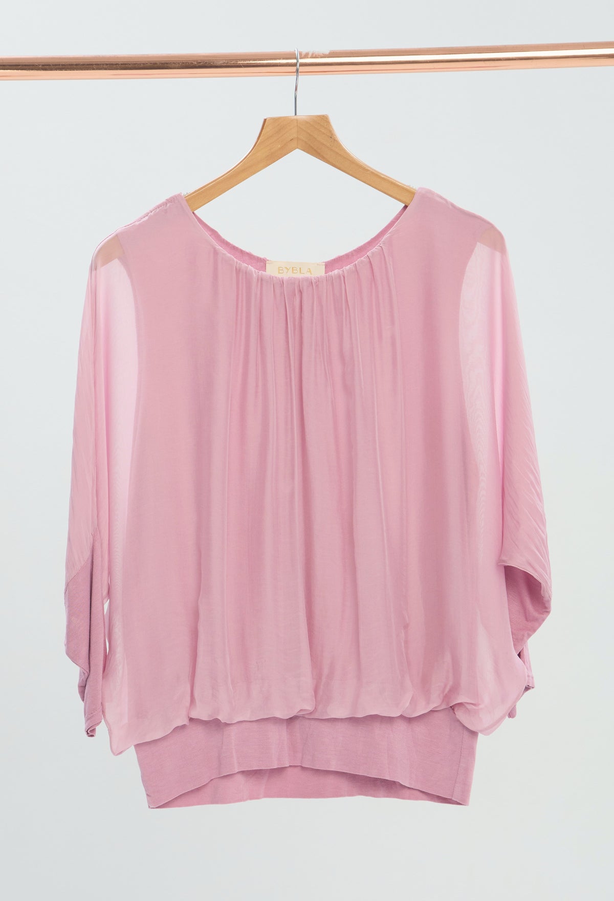 Blusa Drapeada Manga Caída Rosas