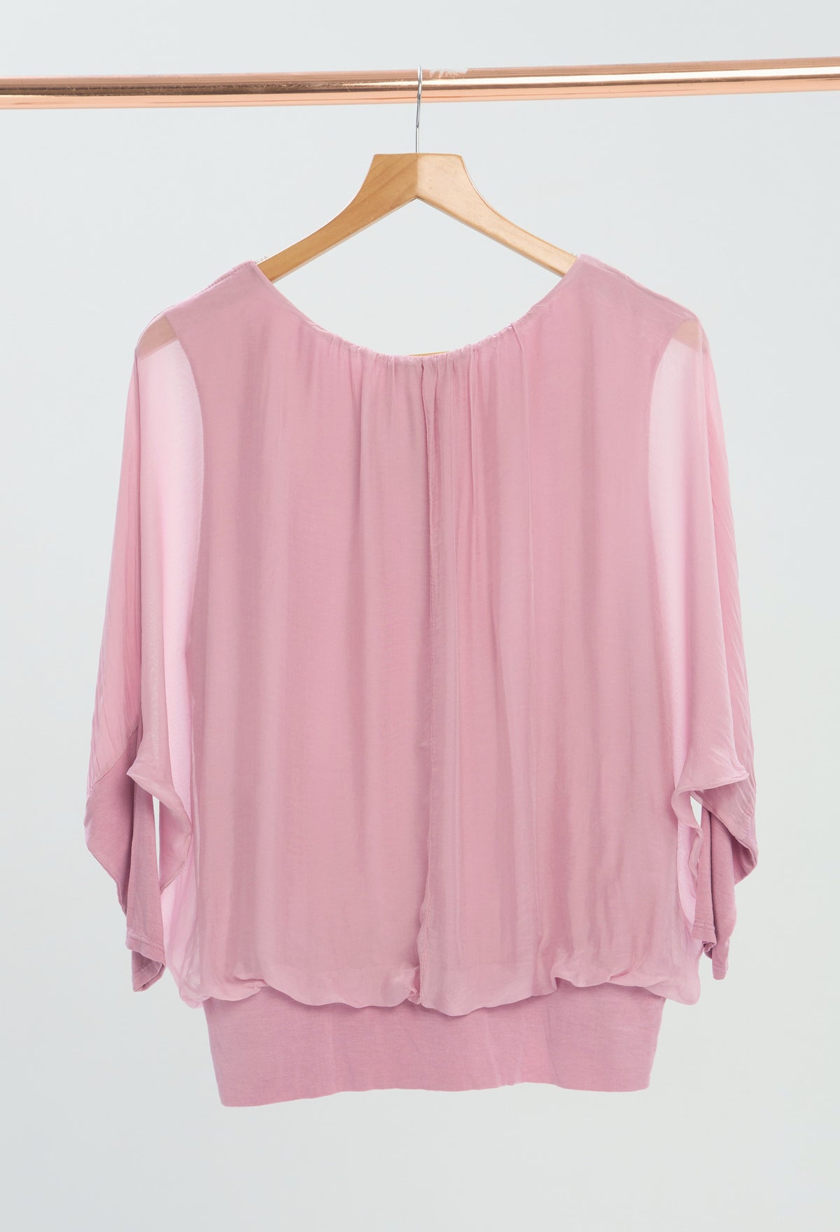 Blusa Drapeada Manga Caída Rosas