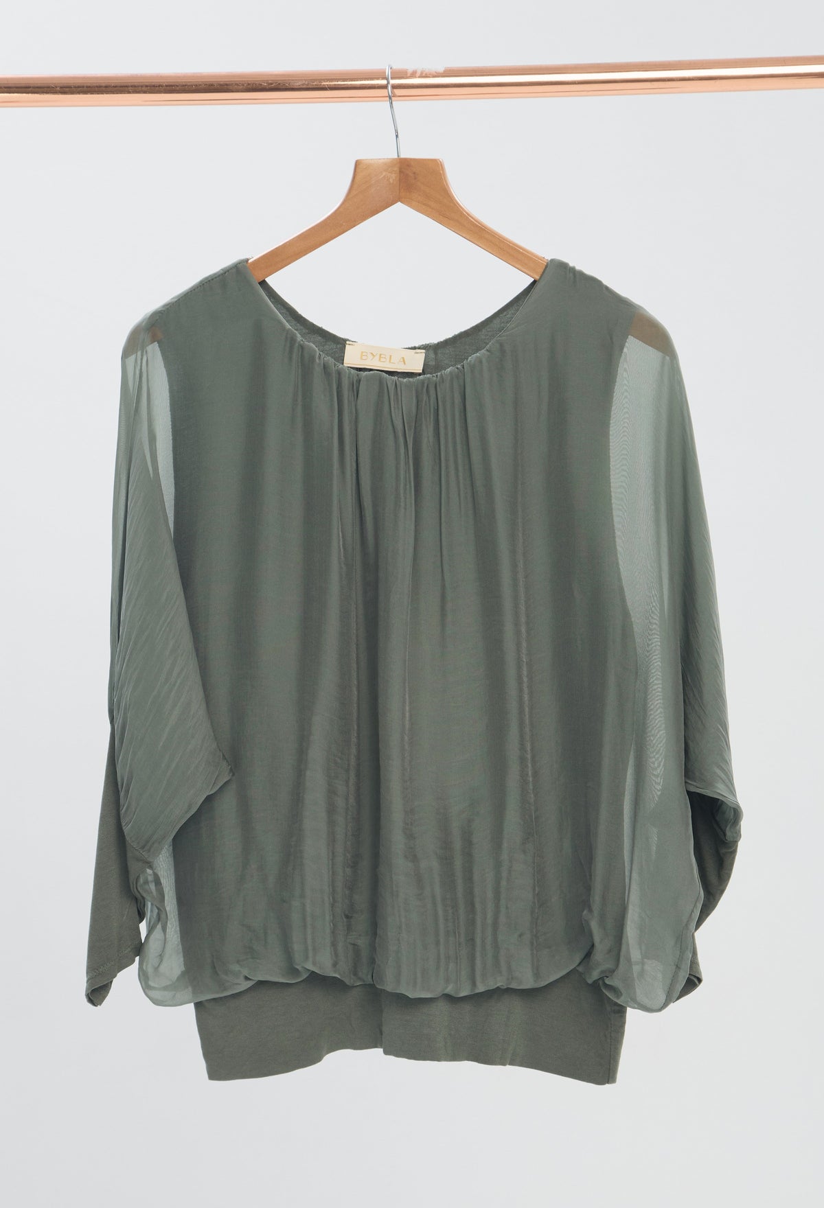Blusa Drapeada Manga Caída Verdes