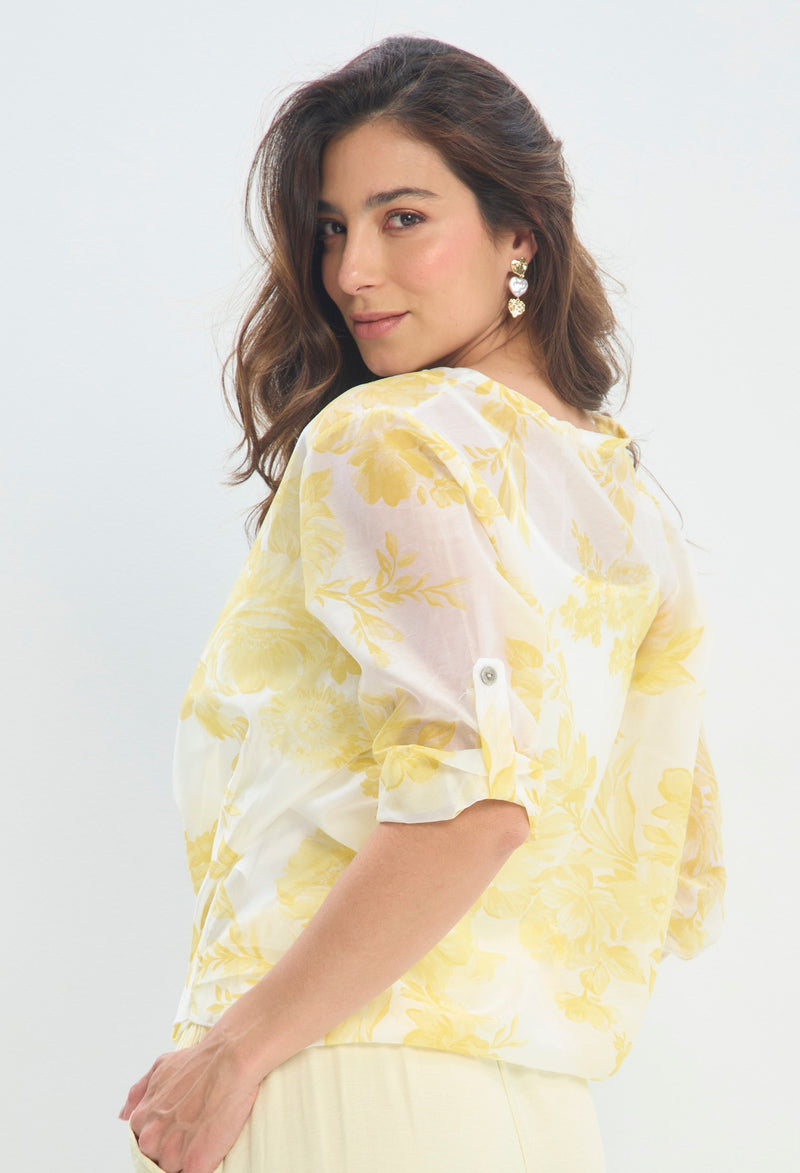 Blusa Floral Anudada amarillo floral BYBLA - vista 2