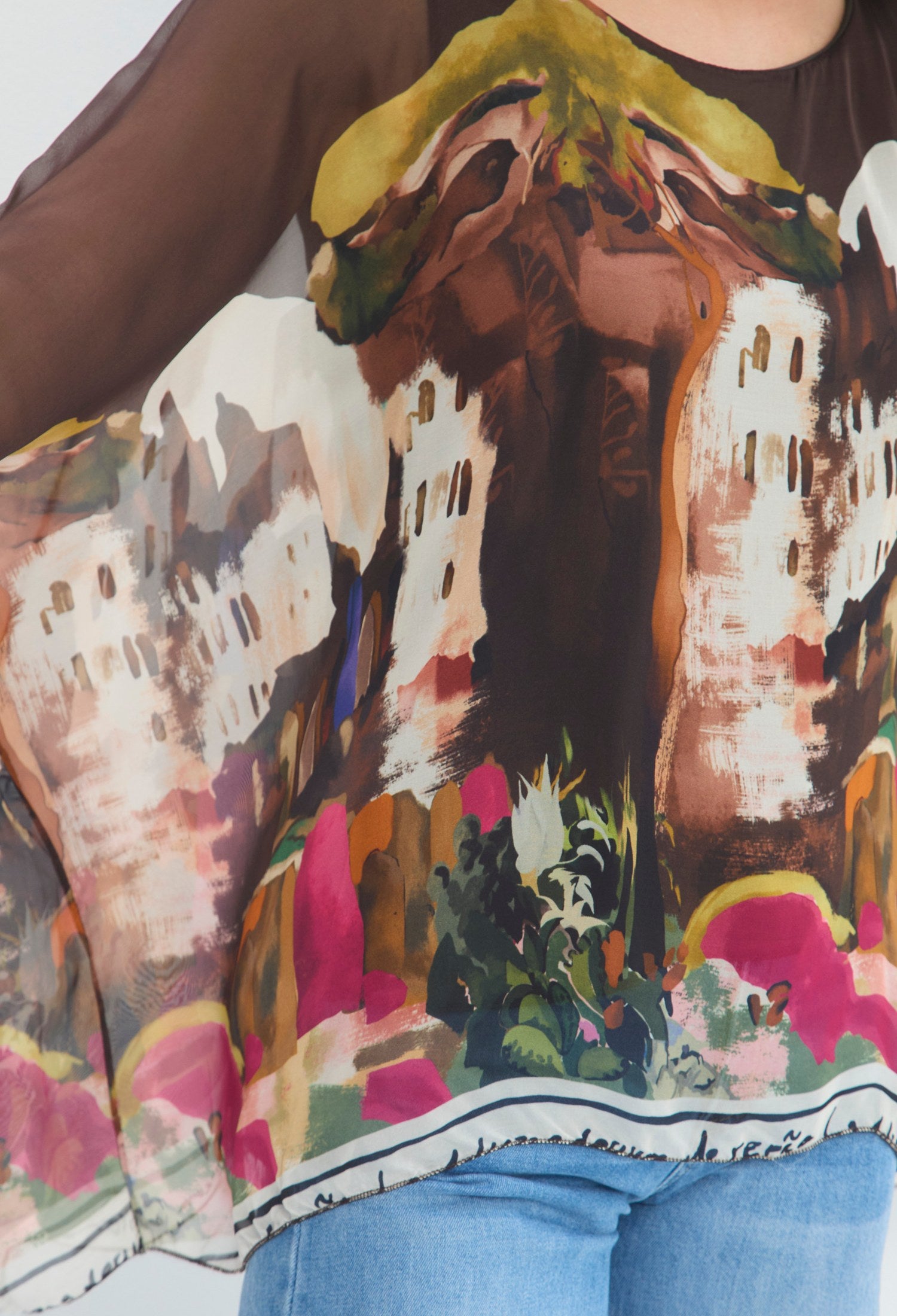 Blusa Kimono Estampada marrón estampado BYBLA - vista 7