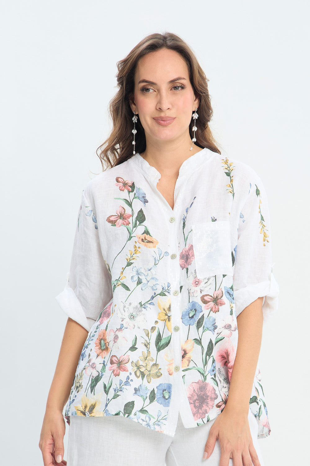 Blusa Lino Floral con Lentejuelas NEW vista 2 - BYBLA Colombia