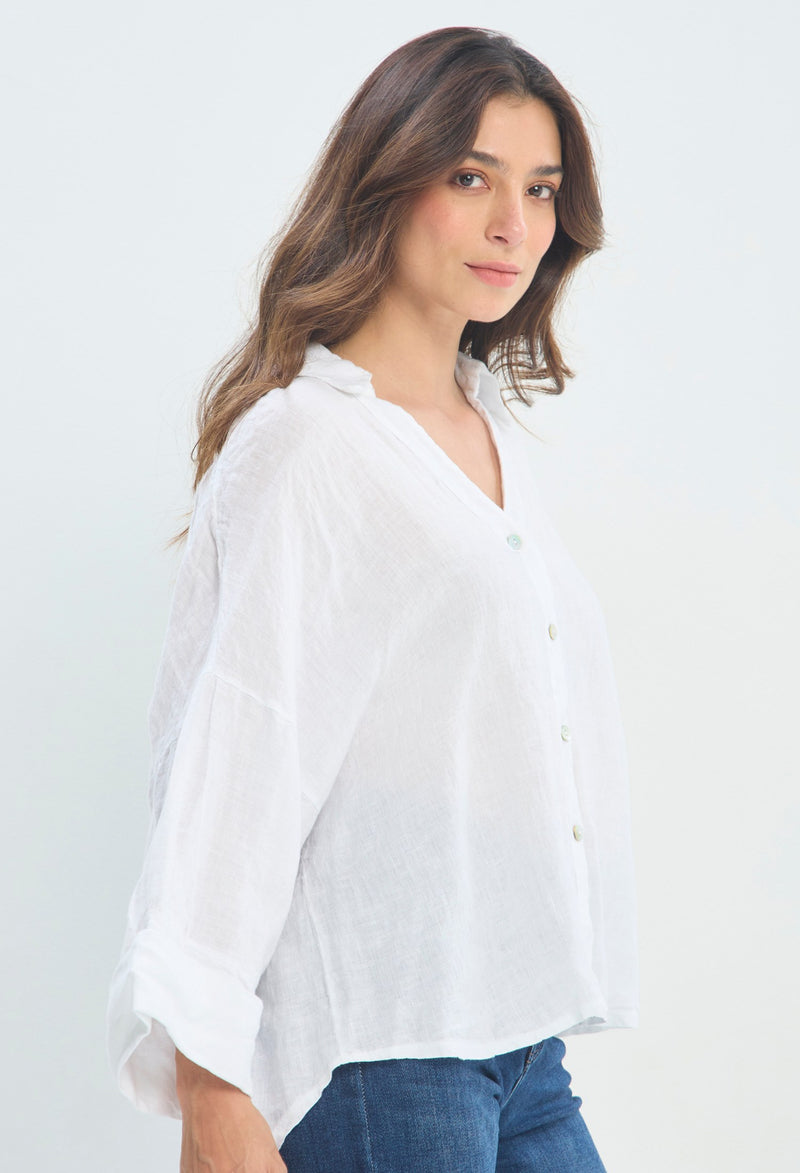Blusa Lino Manga Amplia blanco BYBLA