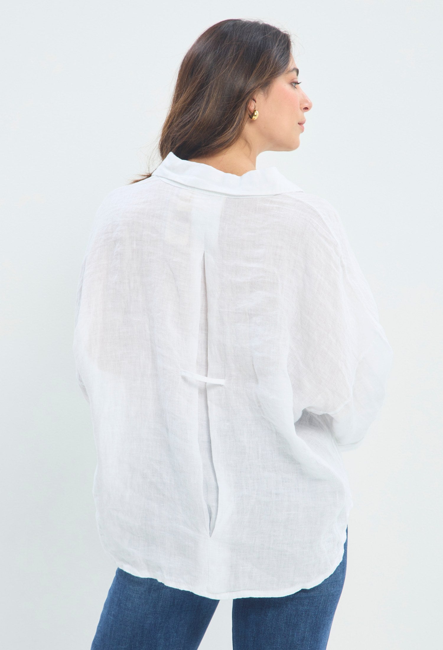 Blusa Lino Manga Amplia blanco BYBLA