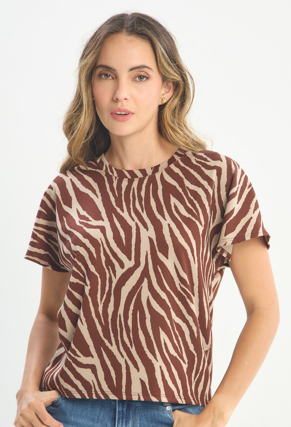 Blusa Manga Corta Marrón - BYBLA outlet