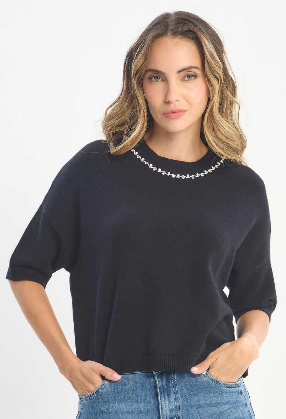 Blusa Manga Corta Negro - BYBLA outlet