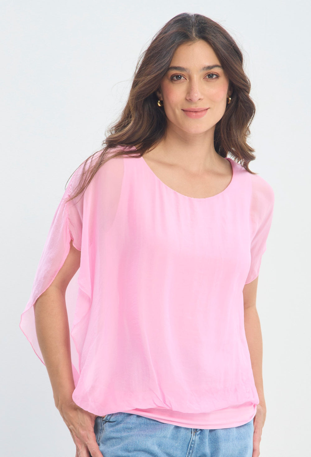 Blusa Manga Kimono Fluida rosa pastel BYBLA