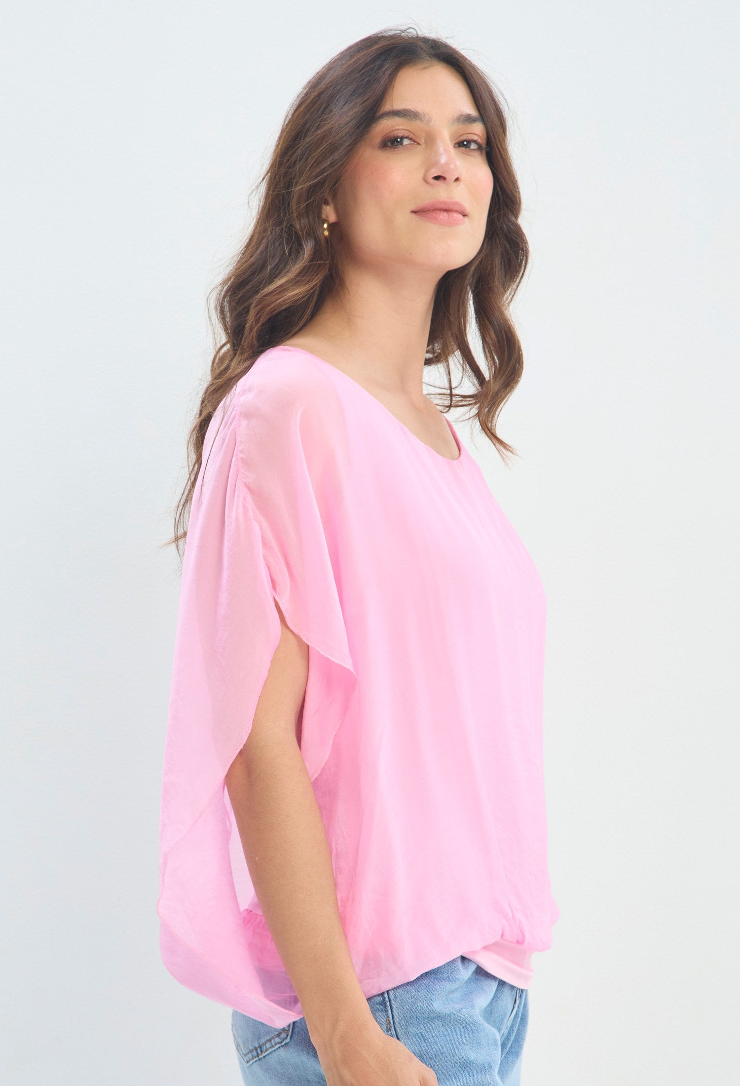Blusa Manga Kimono Fluida rosa pastel BYBLA - vista 2