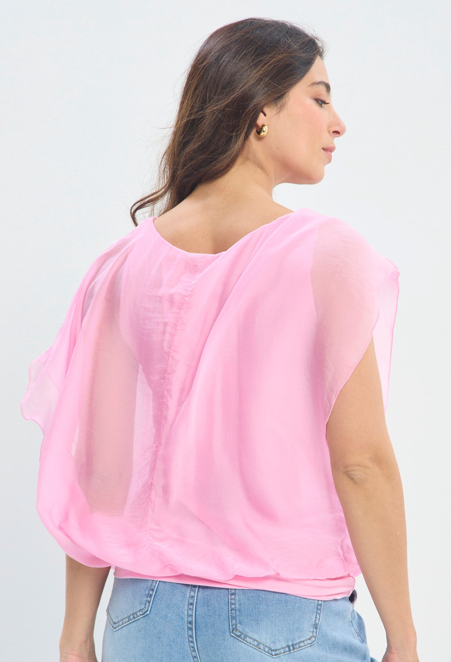 Blusa Manga Kimono Fluida rosa pastel BYBLA - vista 3
