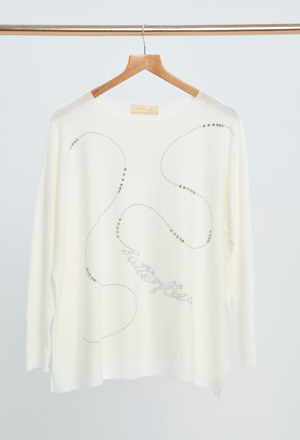 Blusa Tejida Apliques Brillantes marfil BYBLA