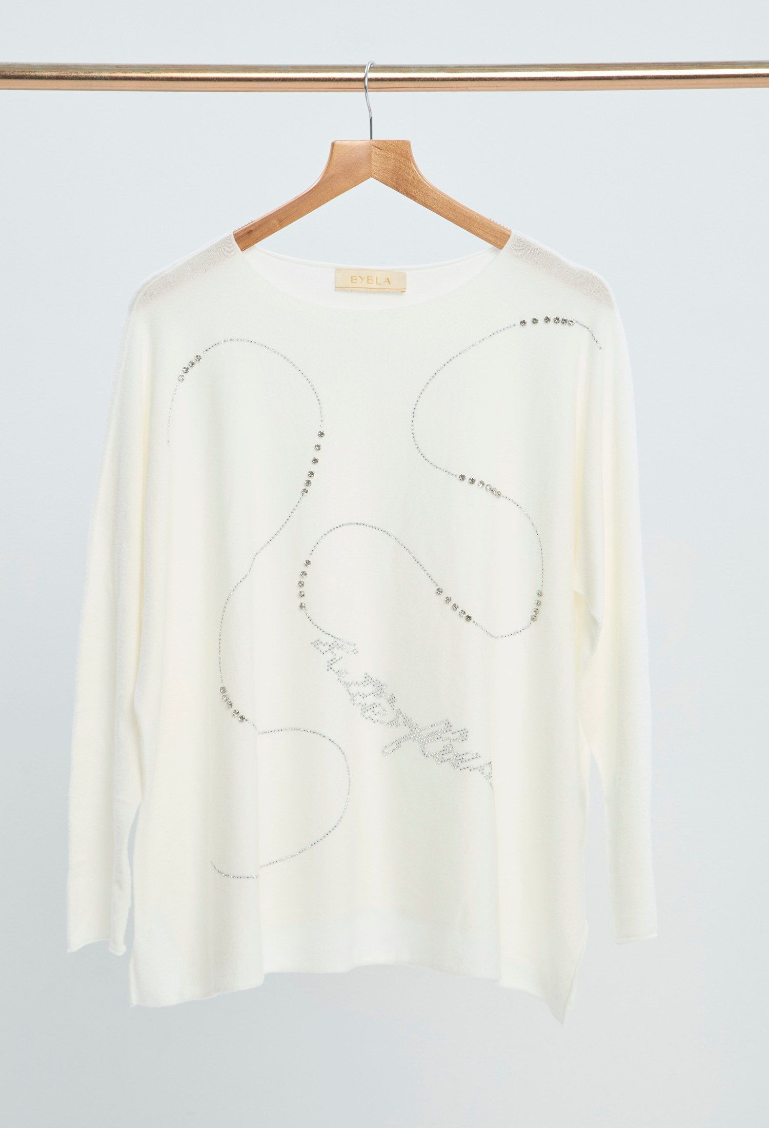 Blusa Tejida Apliques Brillantes marfil BYBLA