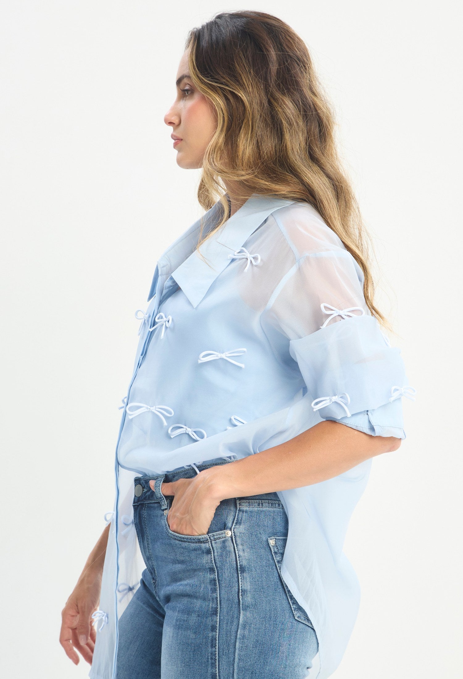 Blusa Manga Larga Azul - BYBLA outlet - vista 2
